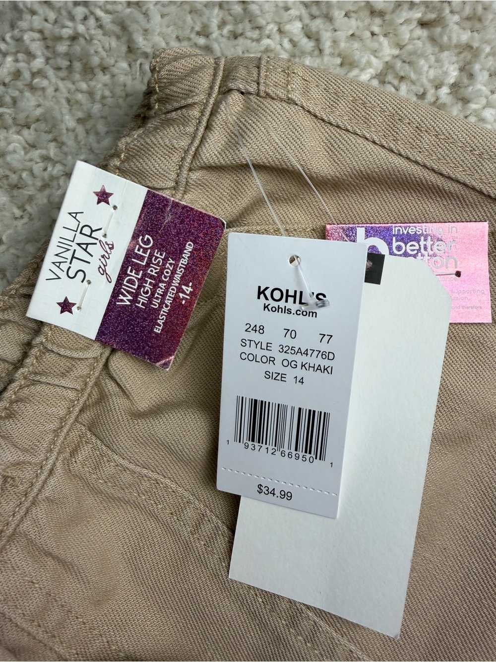Kids 14 Cargo High Rise Wide leg Pants NWT - Picture 3 of 7